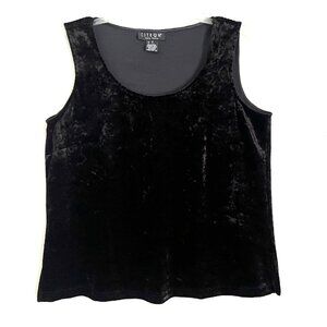 Citron Santa Monica Size S Silk Blend Velvet Top Sleeveless Scoop Neck Black